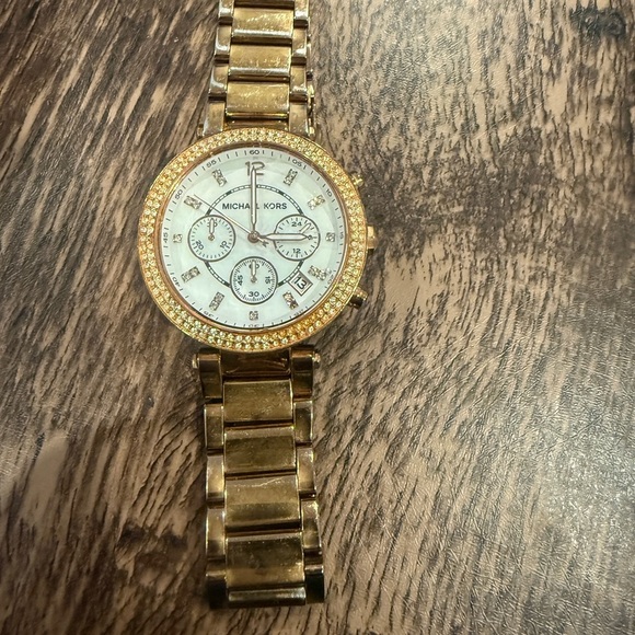 Michael Kors Gold Chronograph Watch with Crystal Embellishments - Picture 8 of 10